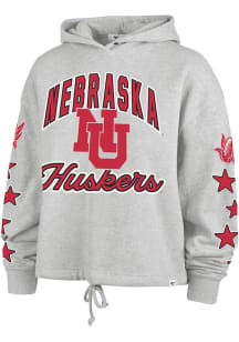 47 Nebraska Cornhuskers Womens Ash Starry Eyed Hooded Sweatshirt