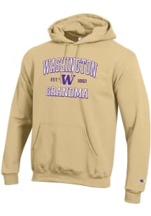 Champion Washington Huskies Mens Gold Est. Date Grandma Powerblend Long Sleeve Hoodie
