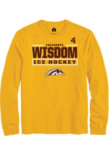 Zaccharya Wisdom Western Michigan Broncos Gold NIL Stacked Box Long Sleeve Player T Shirt