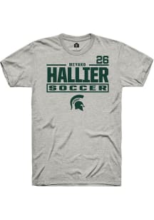 Miyako Hallier Michigan State Spartans Ash NIL Stacked Box Short Sleeve Player T Shirt