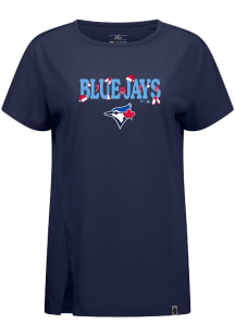 Levelwear Toronto Blue Jays Womens Navy Blue Influx Festive Short Sleeve T-Shirt