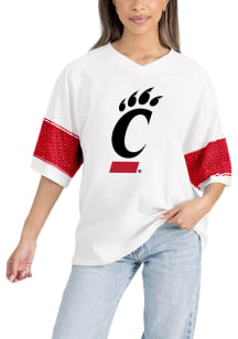 Gameday Couture Cincinnati Bearcats Womens White Rhinestone Dominance Short Sleeve T-Shirt