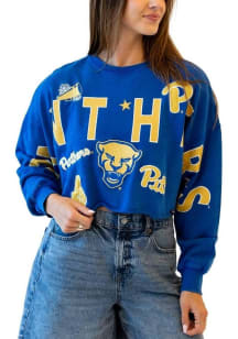 Gameday Social Pitt Panthers Womens Blue Patched Up Crew Sweatshirt