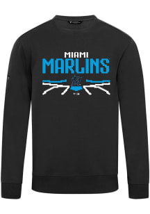 Levelwear Miami Marlins Mens Black Zane Arcade Long Sleeve Crew Sweatshirt