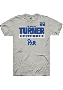 Ja’Kyrian Turner Pitt Panthers Ash Football NIL Stacked Box Short Sleeve Player T Shirt