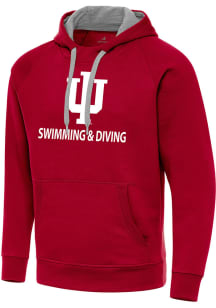 Antigua Indiana Hoosiers Mens Red Swimming & Diving Victory Long Sleeve Hoodie