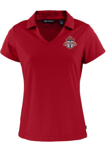 Cutter and Buck Toronto FC Womens Red Daybreak V Neck Short Sleeve Polo Shirt