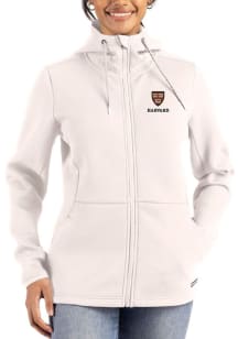 Cutter and Buck Harvard Crimson Womens White Epic Comfort Full Zip Light Weight Jacket