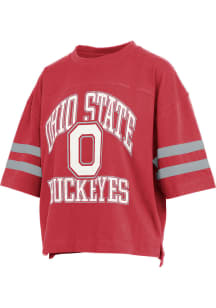 Pressbox Ohio State Buckeyes Womens Red Wayne Tyler Short Sleeve T-Shirt