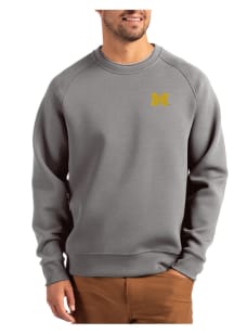 Cutter and Buck Michigan Wolverines Mens Graphite Roam Long Sleeve Crew Sweatshirt