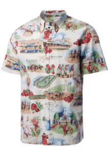 Reyn Spooner Kentucky Derby Mens White 150th Kentucky Derby Short Sleeve Dress Shirt
