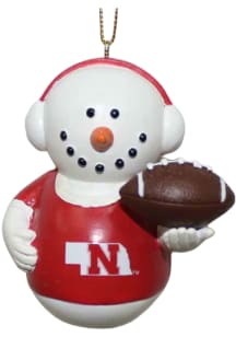 Nebraska Cornhuskers Snowman Football Ornament - Red