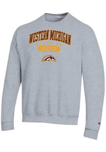 Champion Western Michigan Broncos Mens Grey Arch Pill Class of 2027 Powerblend Long Sleeve Crew Sw..