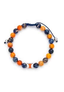 Illinois Fighting Illini Stainless Steel Beaded Mens Bracelet