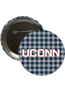 UConn Huskies 3" Plaid Button - Navy Blue