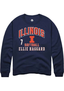 Ellie Haggard  Rally Illinois Fighting Illini Mens Navy Blue NIL Arch Logo Long Sleeve Crew Sweats..