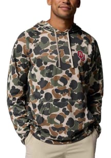 Columbia Oklahoma Sooners Mens Green Wild Cast Camp Hoodie Long Sleeve Lightweight Hoodie