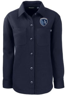 Cutter and Buck Sporting Kansas City Womens Navy Blue Roam Shirt Light Weight Jacket