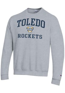 Champion Toledo Rockets Mens Grey Heather MAC Arch Powerblend Long Sleeve Crew Sweatshirt