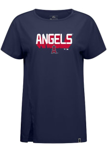 Levelwear Los Angeles Angels Womens Navy Blue Influx Retro 3D Short Sleeve T-Shirt