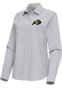 Antigua Colorado Buffaloes Womens Porter Long Sleeve Ash Dress Shirt