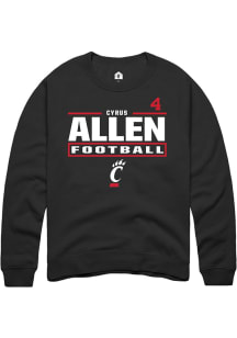 Cyrus Allen Cincinnati Bearcats Mens Black Football NIL Stacked Box Player Crew