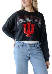 Gameday Social Indiana Hoosiers Womens Black Heather Starlite Crew Sweatshirt