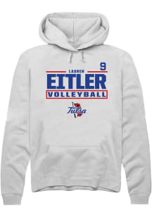 Lauren Eitler Tulsa Golden Hurricane Mens White NIL Stacked Box Player Hood