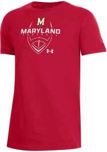Under Armour Maryland Terrapins Youth Red Football Team Graphic Short Sleeve T-Shirt