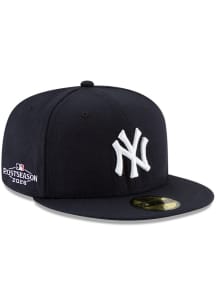 New Era New York Yankees Mens Navy Blue 2026 Postseason Side Patch 59FIFTY Fitted Hat