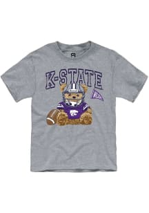 Summit Sportswear K-State Wildcats Youth Grey Bear Necessities Short Sleeve T-Shirt