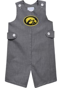 Vive La Fete Iowa Hawkeyes Baby Black Gingham Overalls