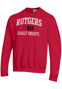 Champion Rutgers Scarlet Knights Mens Red Big Ten Powerblend Long Sleeve Crew Sweatshirt