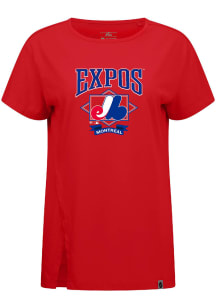 Levelwear Montreal Expos Womens Red Influx Precinct Cooperstown Short Sleeve T-Shirt