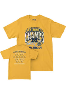 Michigan Wolverines Yellow 2026 Men's Basketball National Champions Roster Short Sleeve Fashion T..