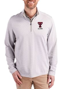 Cutter and Buck Texas Tech Red Raiders Mens Ash Virtue Eco Pique Stripe Big and Tall Qtr Zip