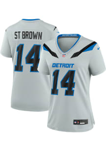 Amon-Ra St. Brown  Nike Detroit Lions Womens Silver Rivalry Football Jersey