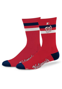 Washington Nationals Team Color Two Stripe Mens Crew Socks