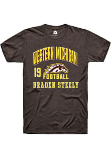 Braden Steely Western Michigan Broncos Brown Football NIL Arch Logo Short Sleeve Player T Shirt