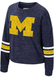 Colosseum Michigan Wolverines Womens Blue Jaclyn Speckle Crew Sweatshirt