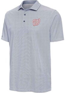 Antigua Washington Nationals Mens Navy Blue Pave Short Sleeve Polo