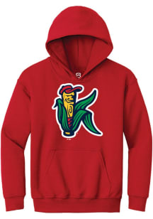 Summit Sportswear Cedar Rapids Kernels Youth Red Primary Logo Long Sleeve Hoodie
