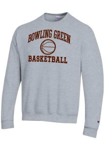 Champion Bowling Green Falcons Mens Grey Basketball Icon Powerblend Long Sleeve Crew Sweatshirt