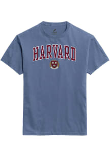 Harvard Crimson Blue Arched Team Name Short Sleeve T Shirt