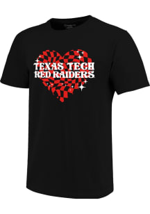 Texas Tech Red Raiders Girls Black Funky Heart Short Sleeve Tee