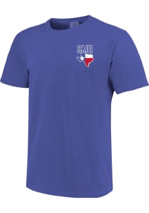 SMU Mustangs Royal Blue State Flag Circle Short Sleeve T Shirt