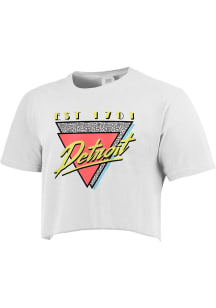 Detroit Womens White 90s Theme Short Sleeve T-Shirt