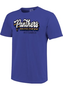 Pitt Panthers Womens Blue Retro Stack Script Short Sleeve T-Shirt