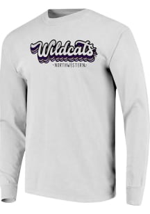 Northwestern Wildcats Womens White Retro Stack Script LS Tee