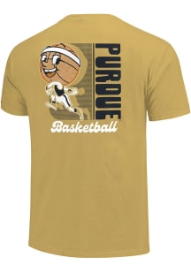 Purdue Boilermakers Gold Retro Shadow Box Basketball Short Sleeve T Shirt